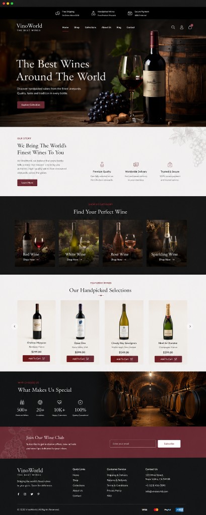 VinoWorld - Wine & Liquor E-commerce Website
